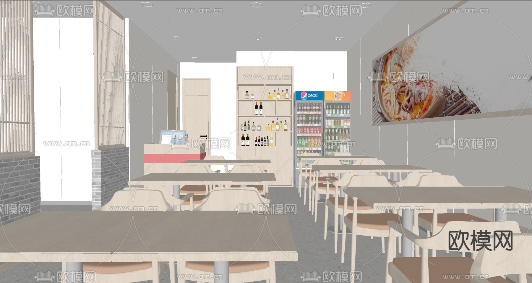 新中式面馆su模型下载（渲染图1）