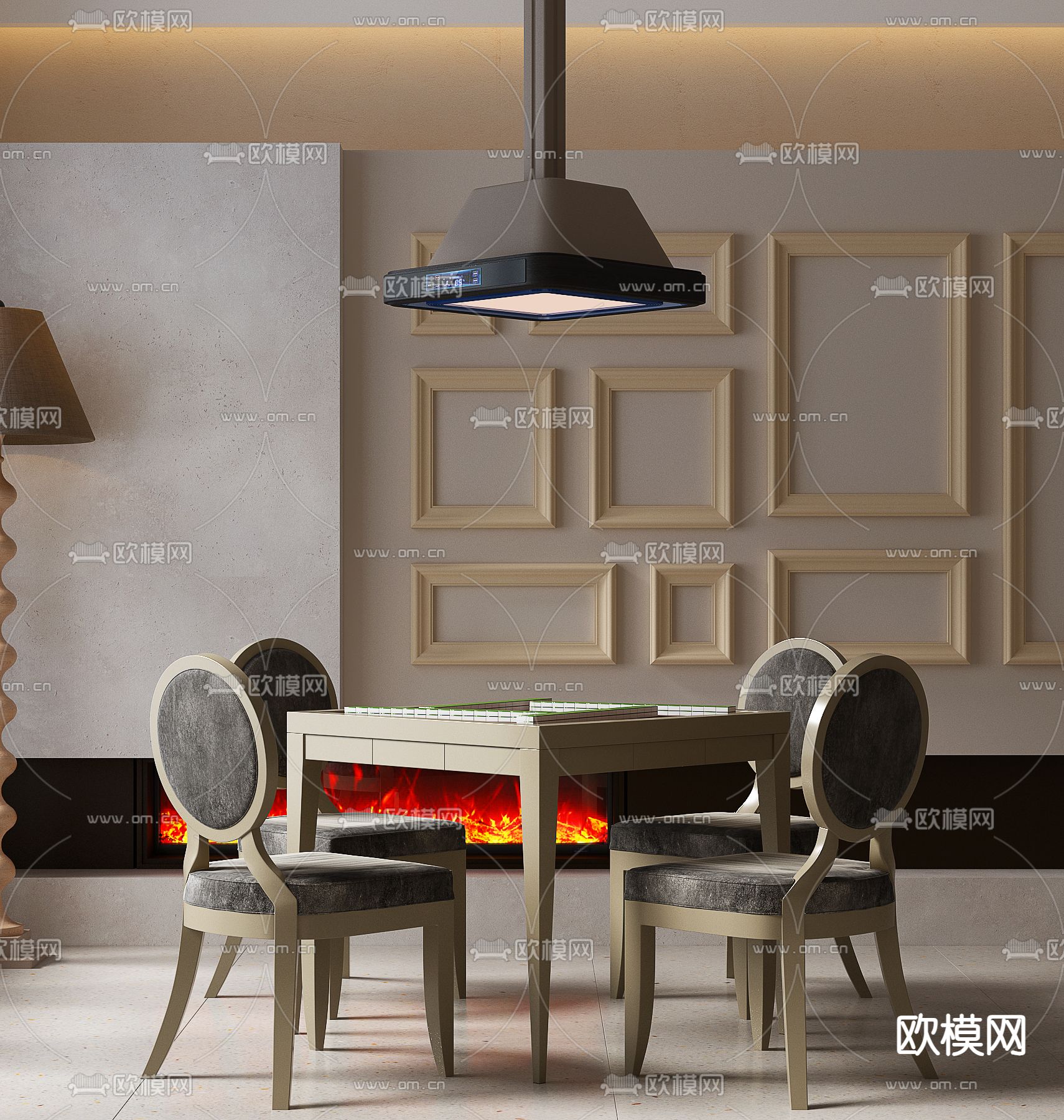 现代麻将桌椅3d模型下载