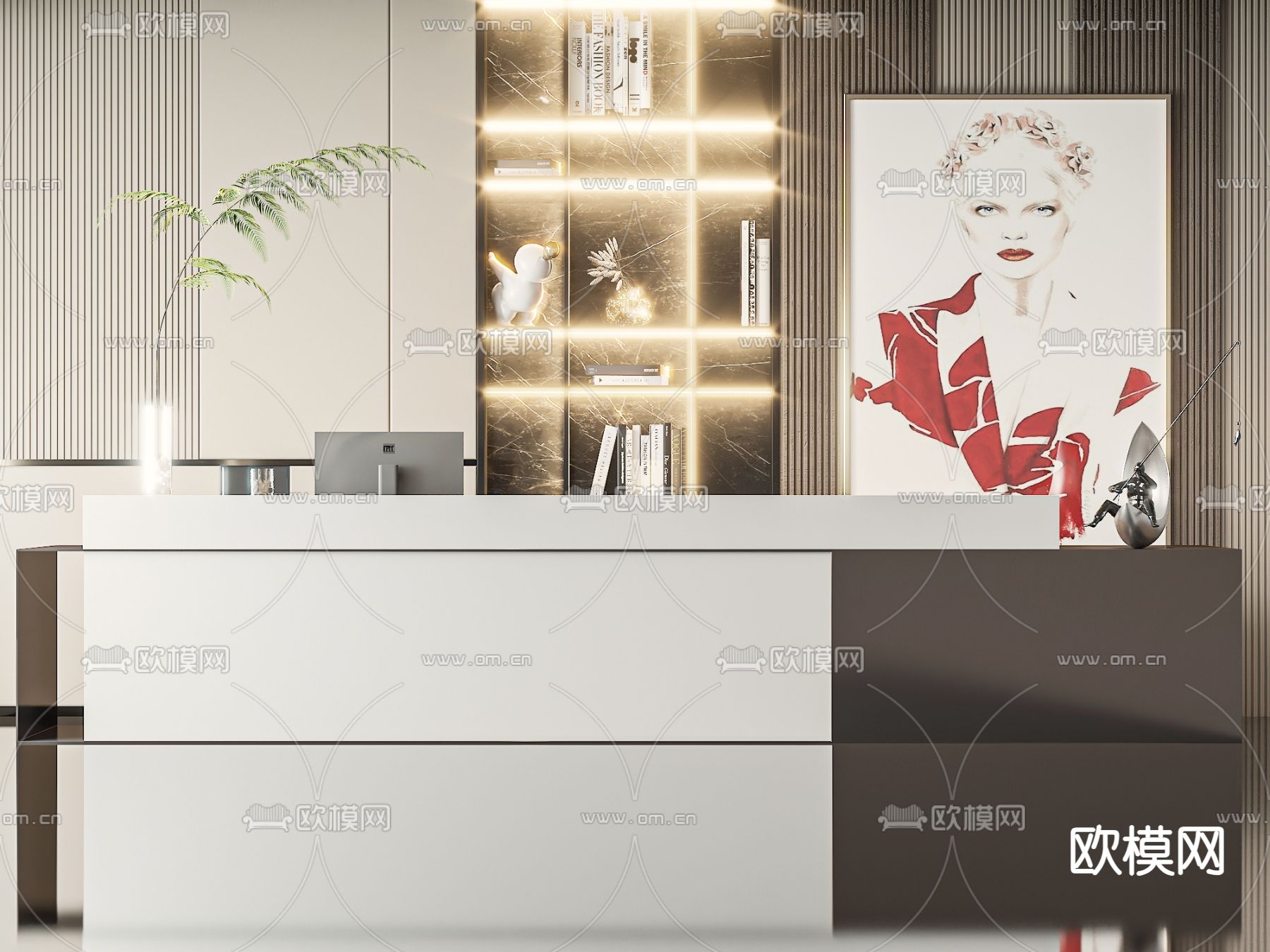 现代前台 服务台 接待台3d模型下载