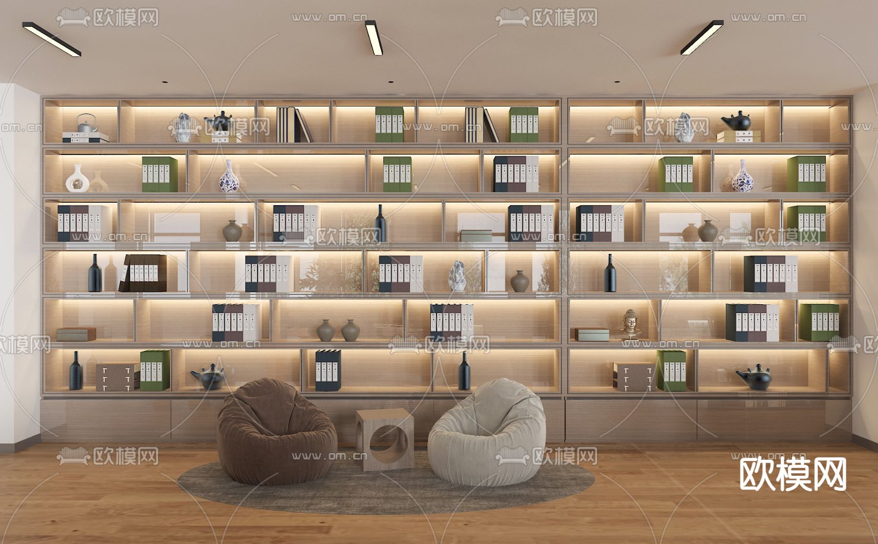 现代图书馆 阅览室3d模型下载（渲染图4）