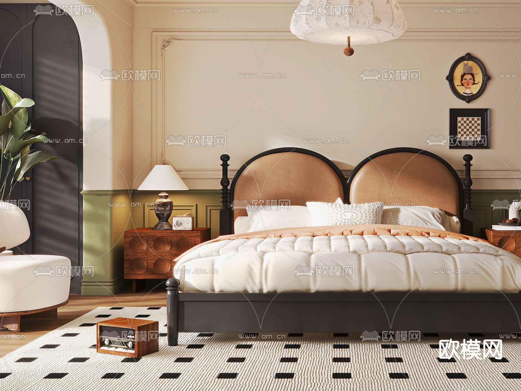法式卧室 主人房3d模型下载（渲染图2）
