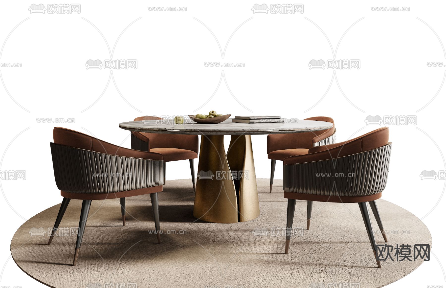 Minotti 餐桌椅su模型下载（渲染图2）