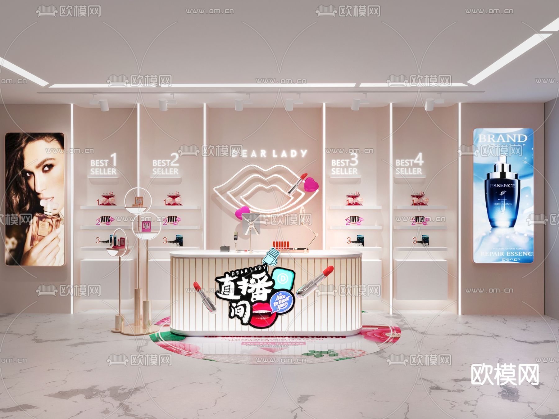 化妆品 直播间 直播台3d模型下载