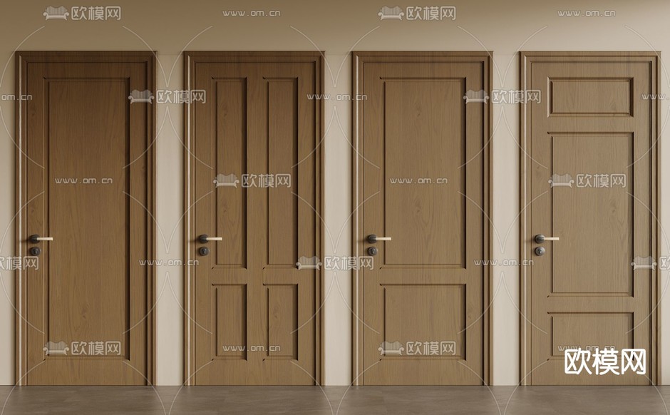 侘寂房门 卧室门 木门 平开门3d模型下载