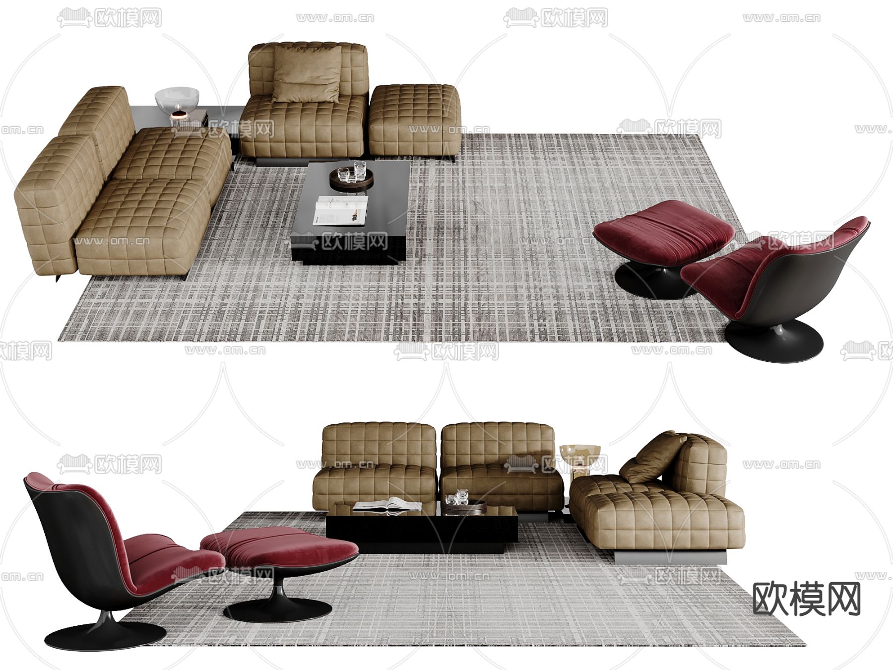 现代组合沙发3d模型下载