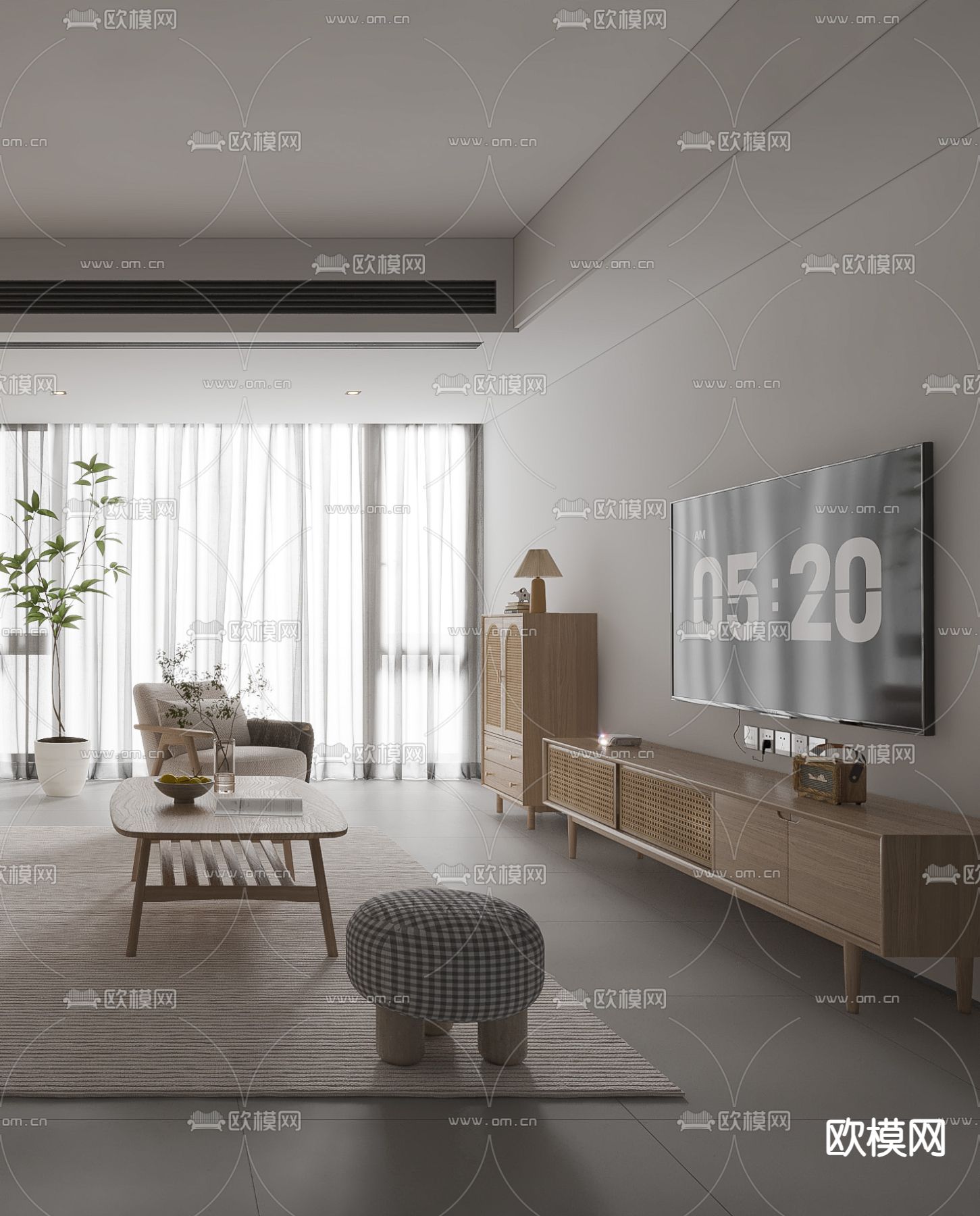 北欧客厅3d模型下载（渲染图3）