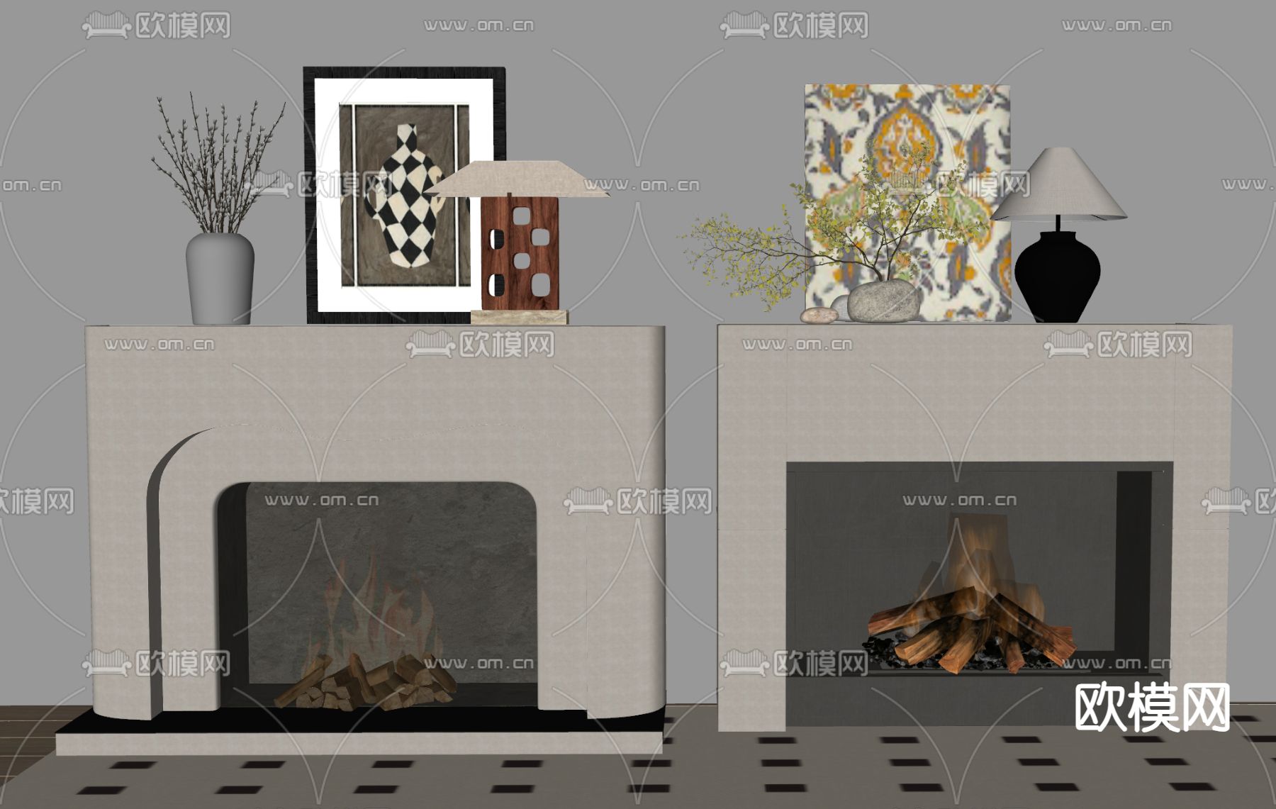 现代壁炉 火炉su模型下载（渲染图1）