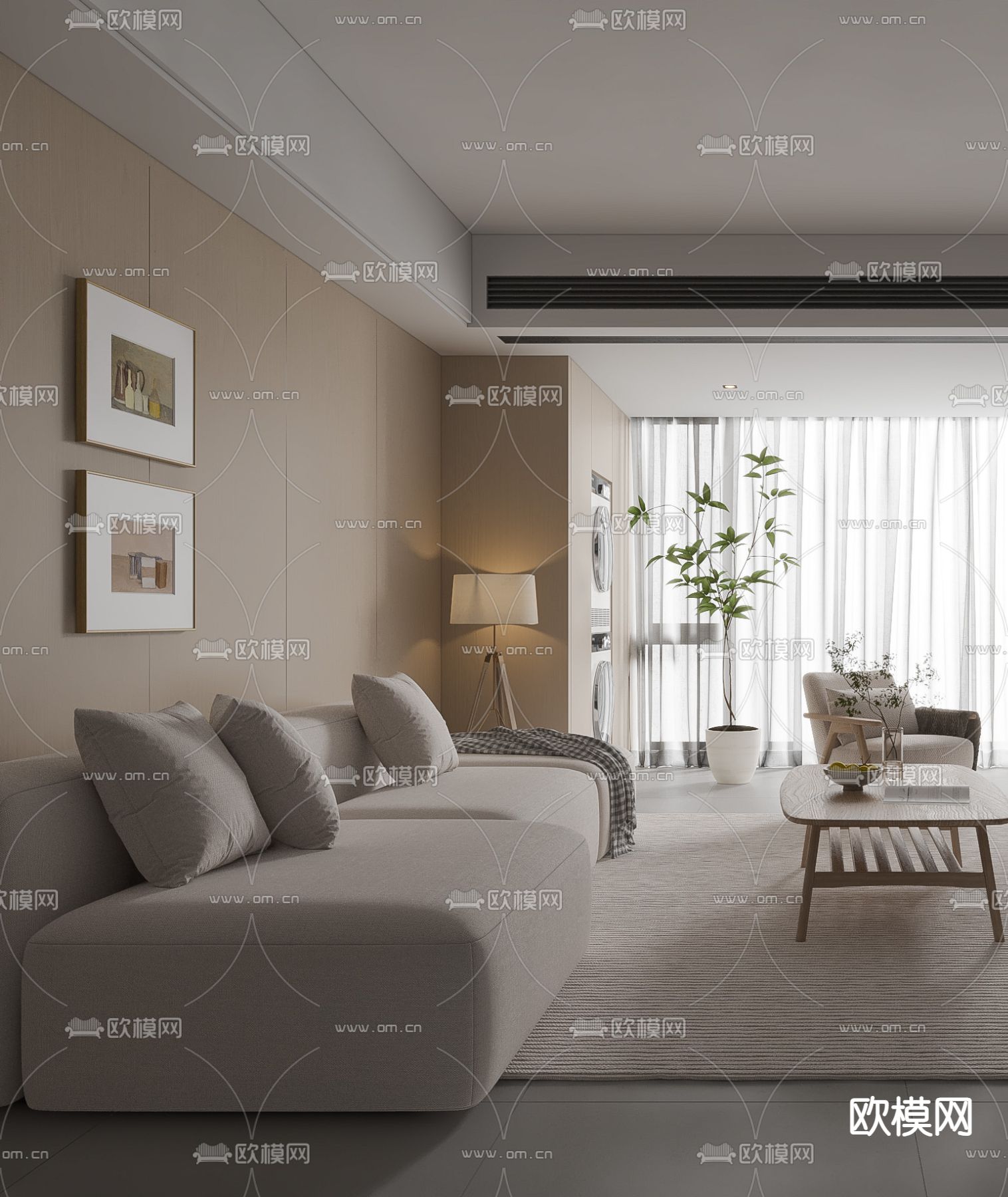 北欧客厅3d模型下载（渲染图2）