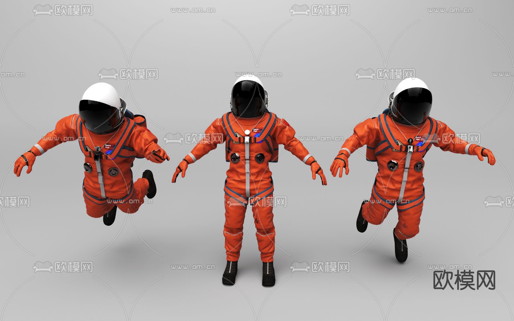 红色太空服 宇航员3d模型下载