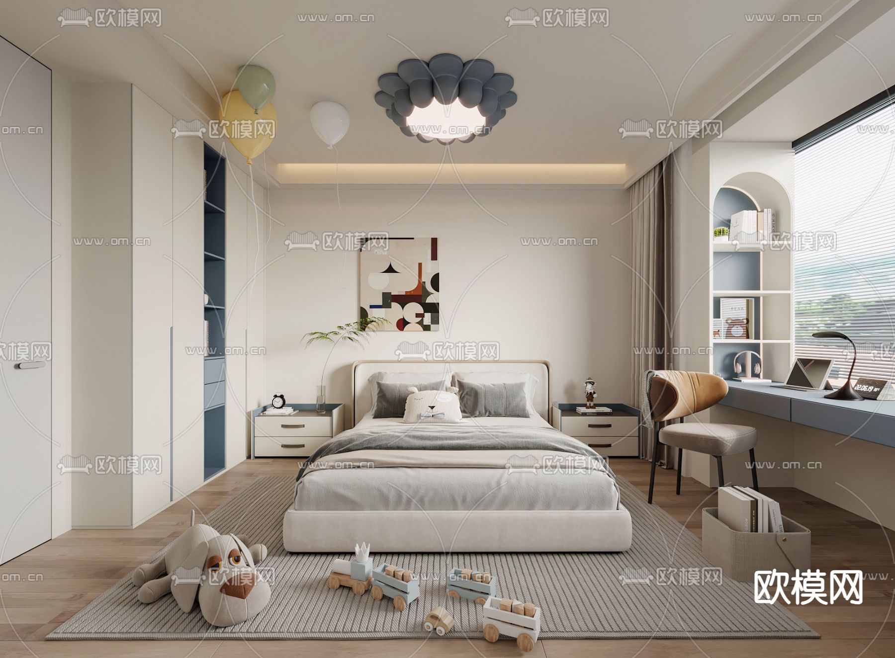 儿童房 男孩房 小孩房卧室3d模型下载