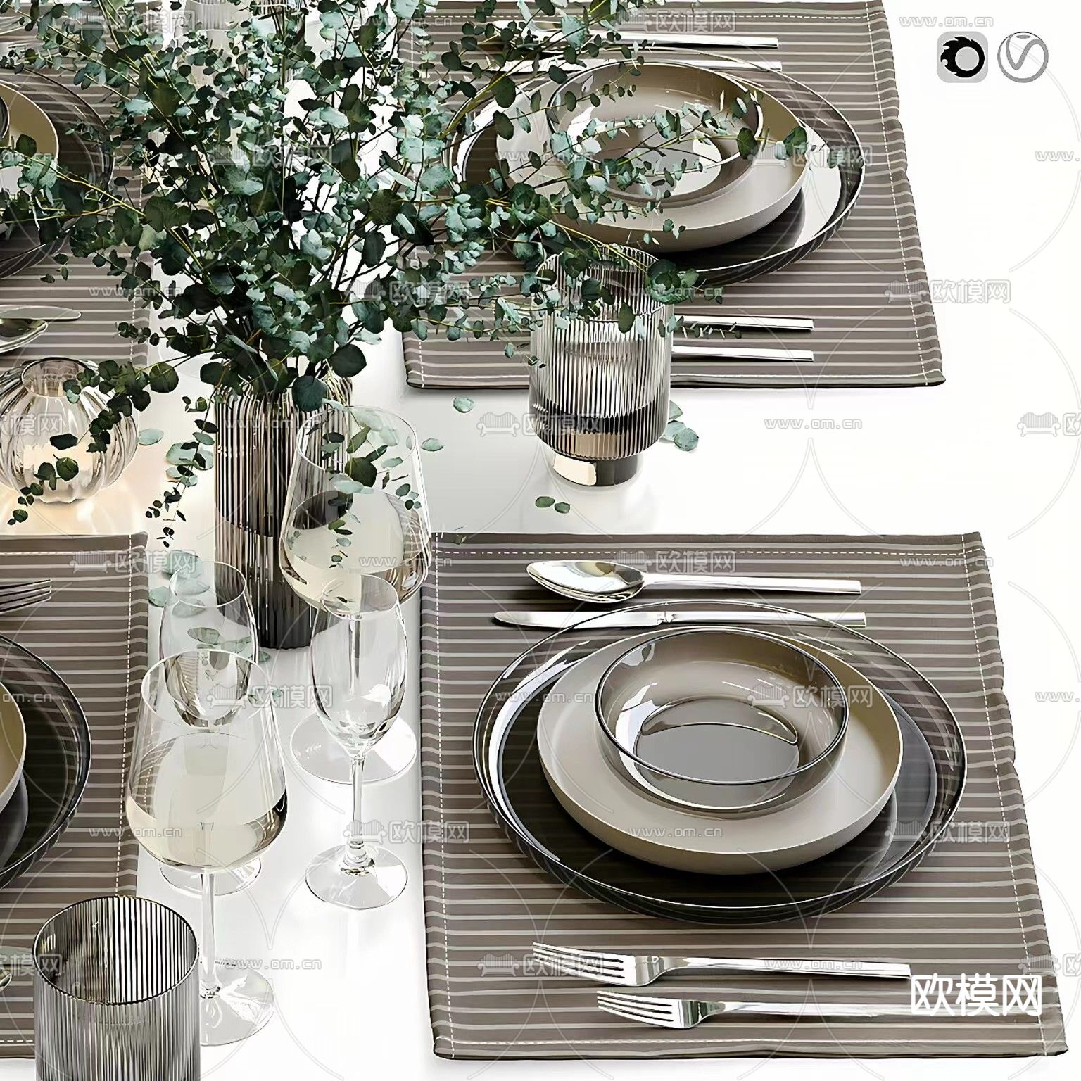 精美餐具3d模型下载（渲染图2）