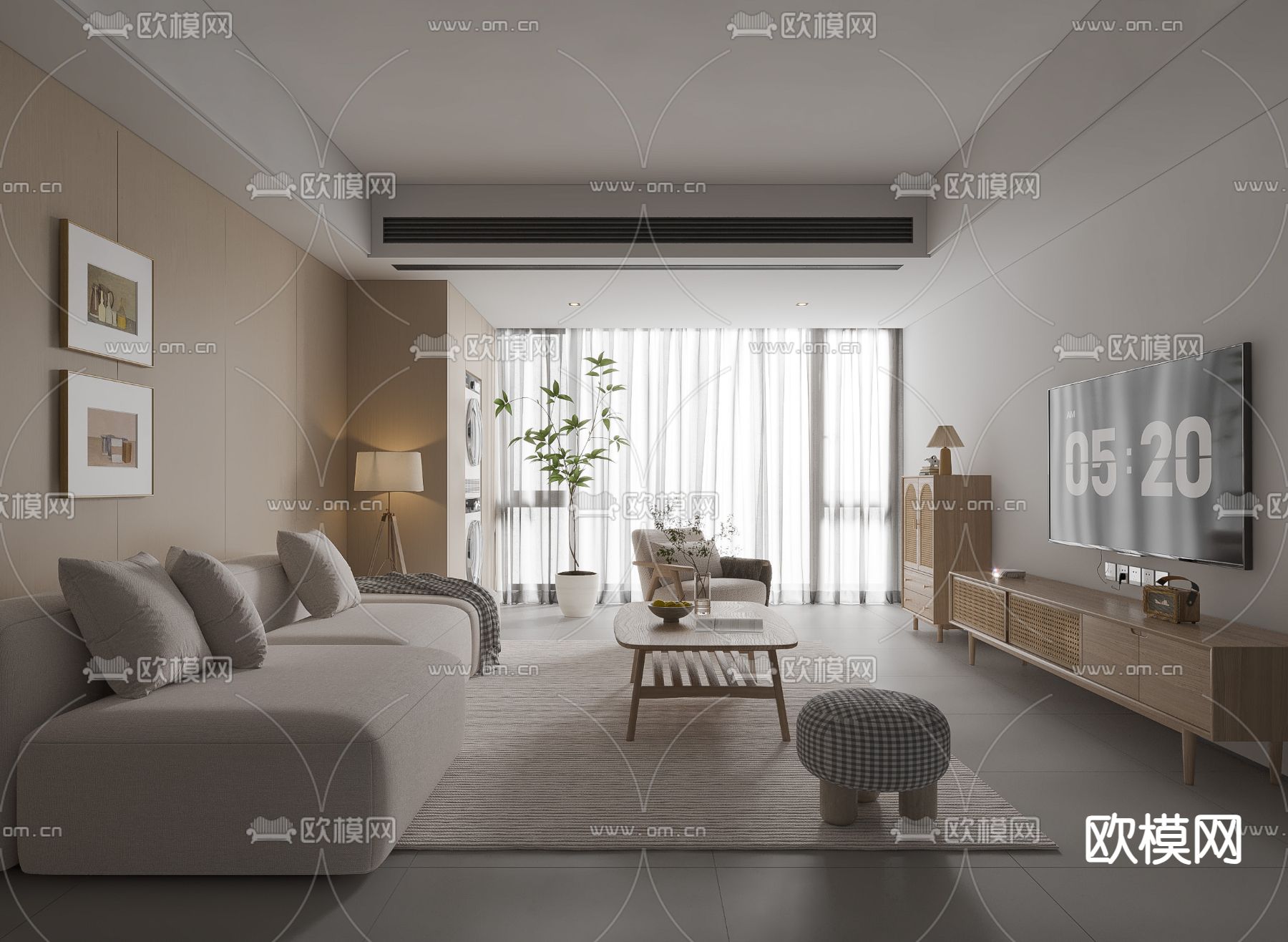 北欧客厅3d模型下载（渲染图1）