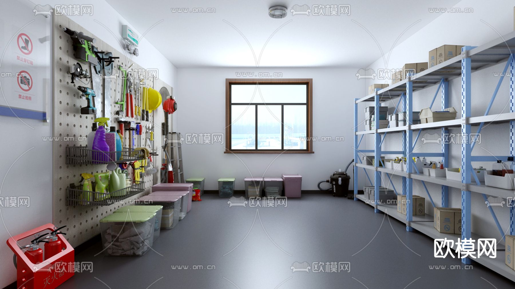 现代仓库 工具间 工具室3d模型下载