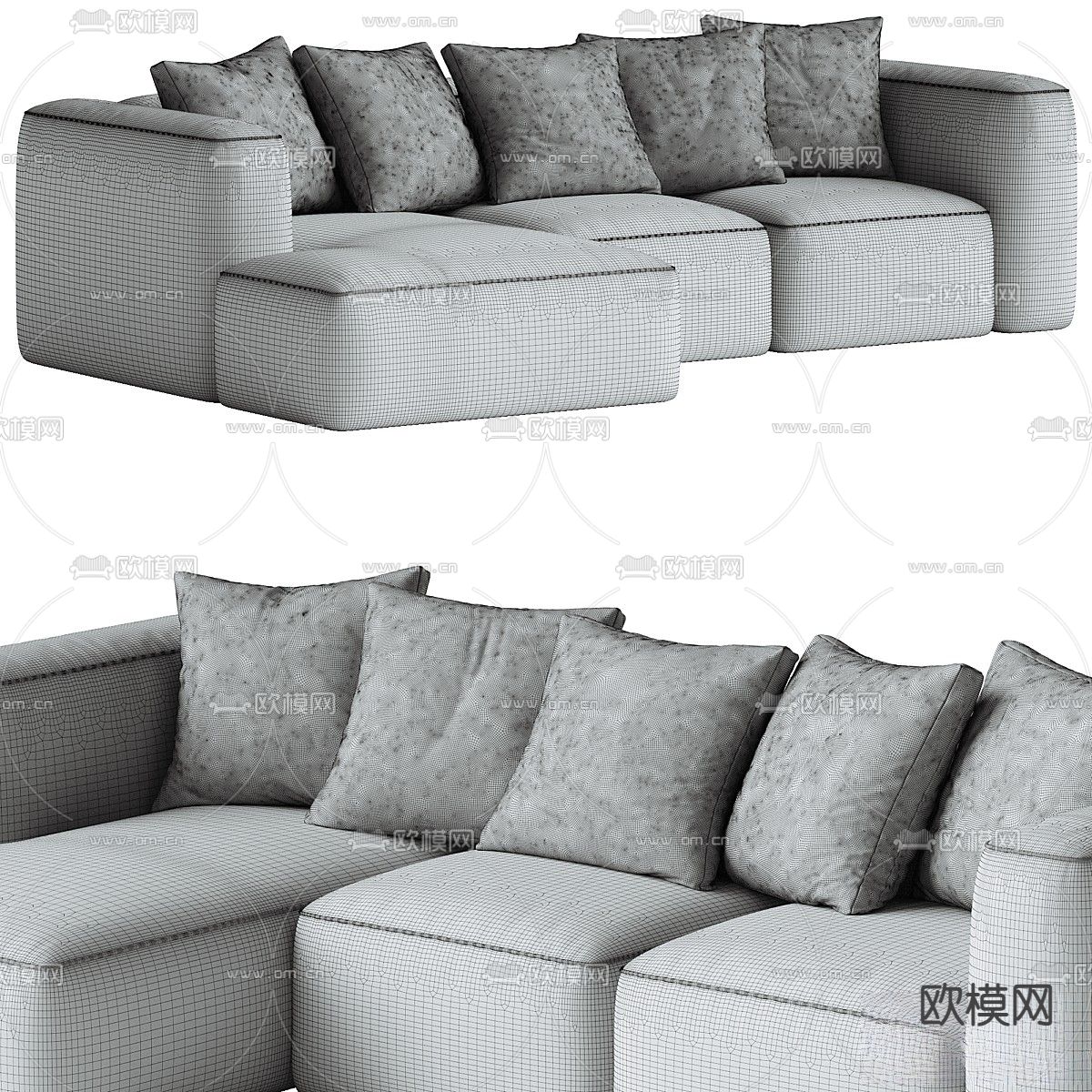 Downtime 转角沙发 角形影院沙发3d模型下载（渲染图3）