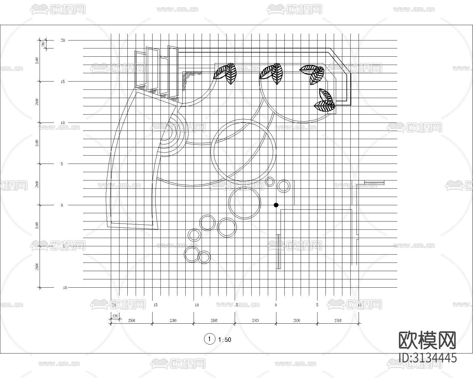 别墅庭院设计cad大样图下载（渲染图2）