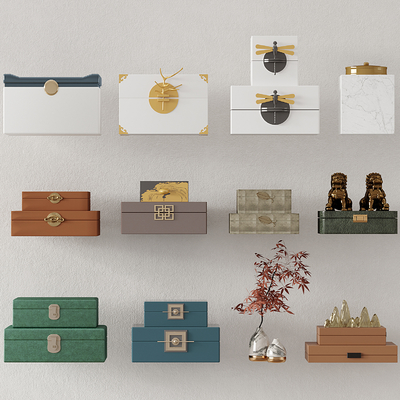  新中式盒子 礼物盒 储物盒 收纳盒 装饰盒su模型 