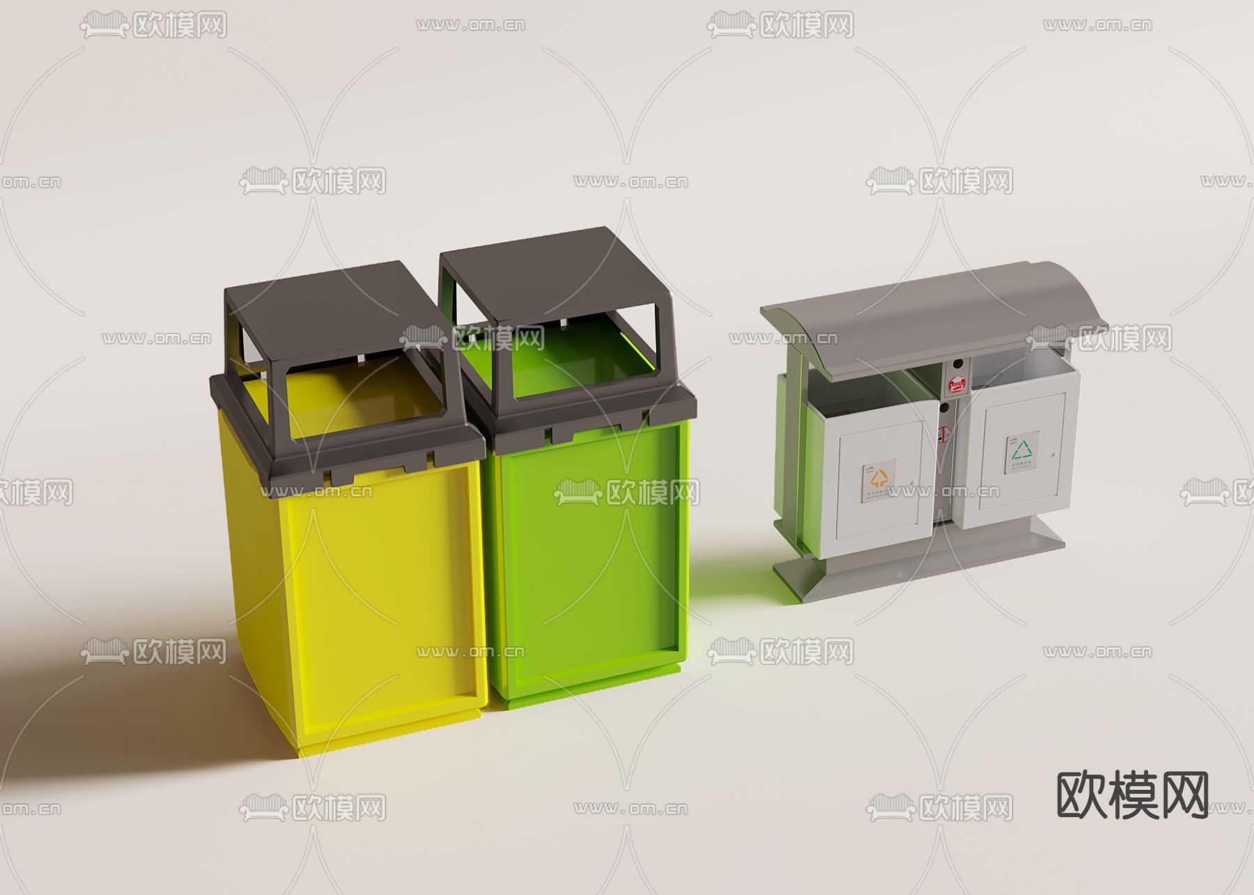 垃圾箱 公共垃圾桶3d模型下载