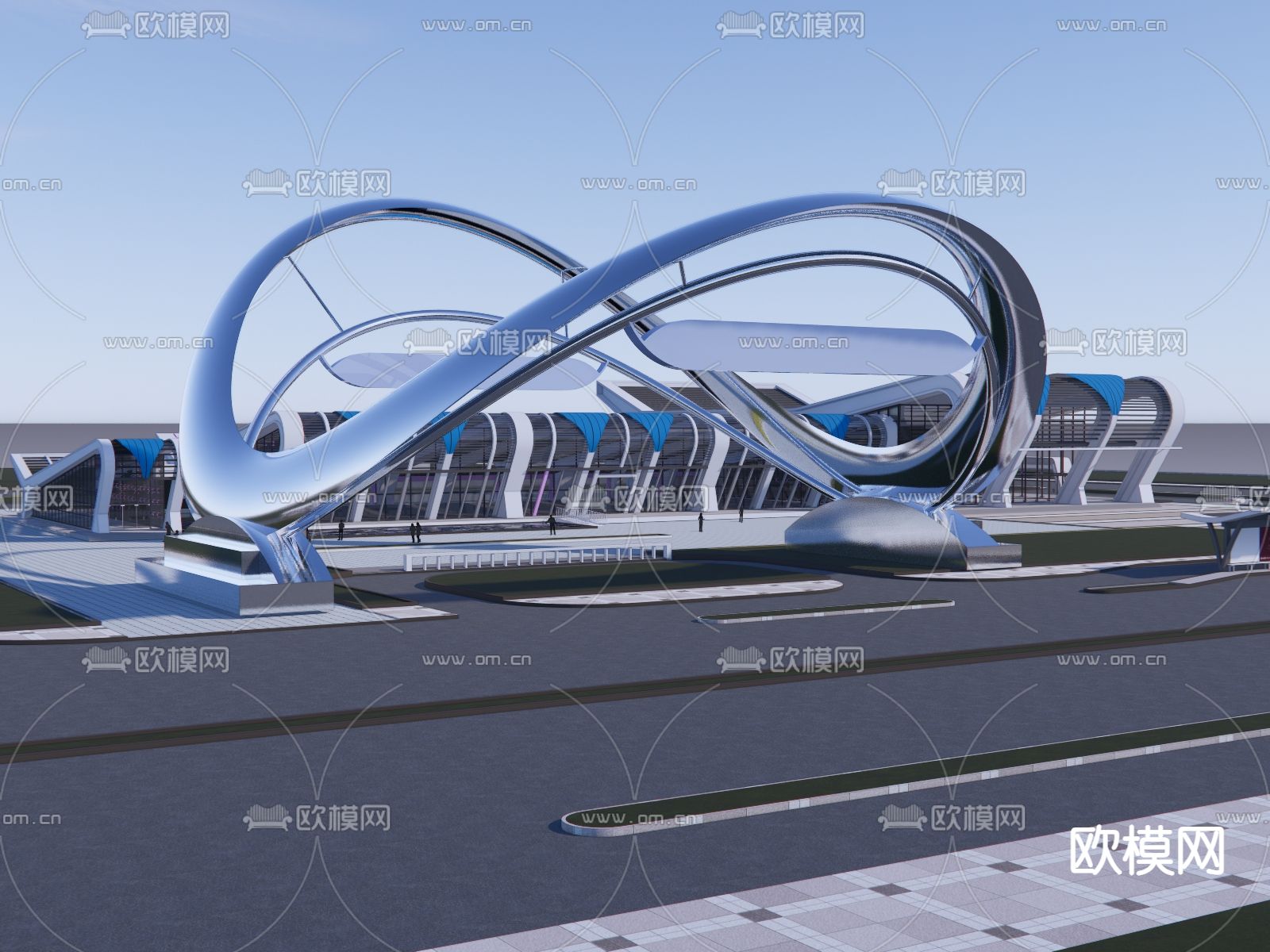 汽车站su模型下载（渲染图2）