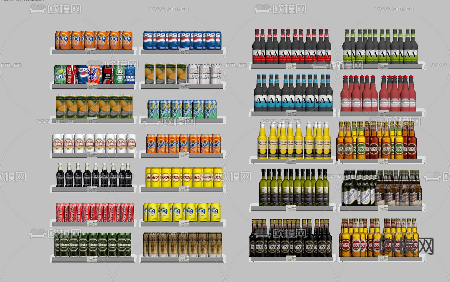 啤酒 饮料 易拉罐 拉罐 可乐 雪碧 鸡尾酒su模型下载（渲染图1）