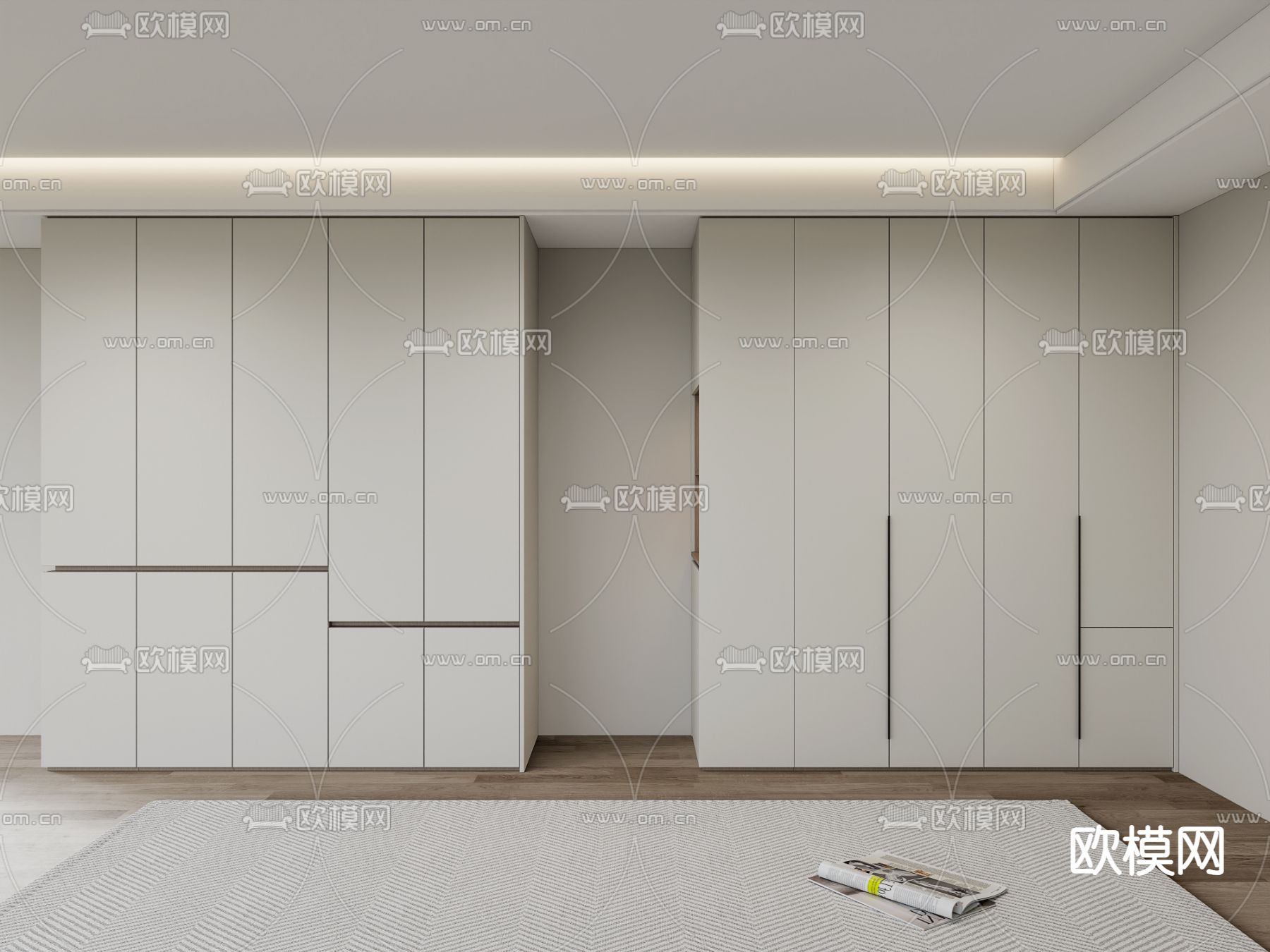 现代衣柜 衣橱3d模型下载（渲染图2）