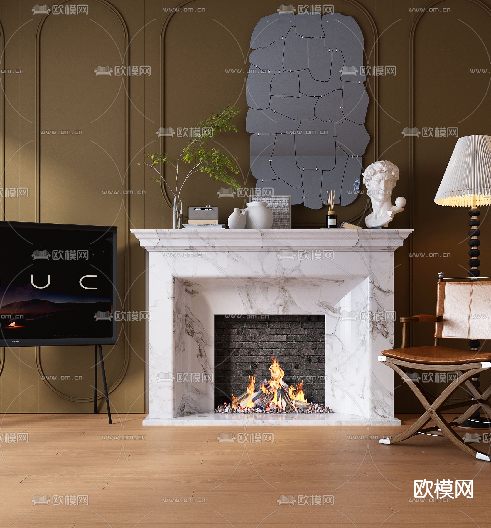 法式壁炉3d模型下载