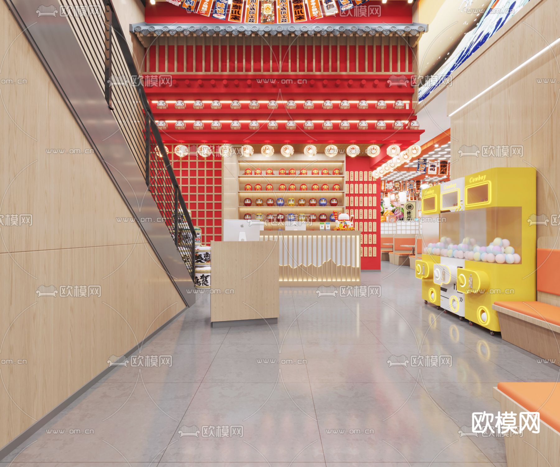 日式料理店 回转寿司店3d模型下载（渲染图2）