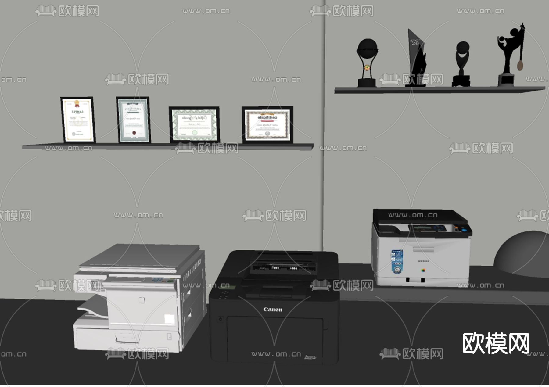 现代打印机su模型下载（渲染图1）