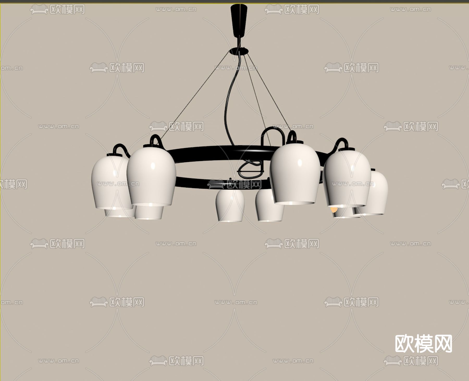法式多头吊灯su模型下载（渲染图1）