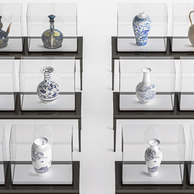  瓷器 青花瓷 瓷瓶su模型 