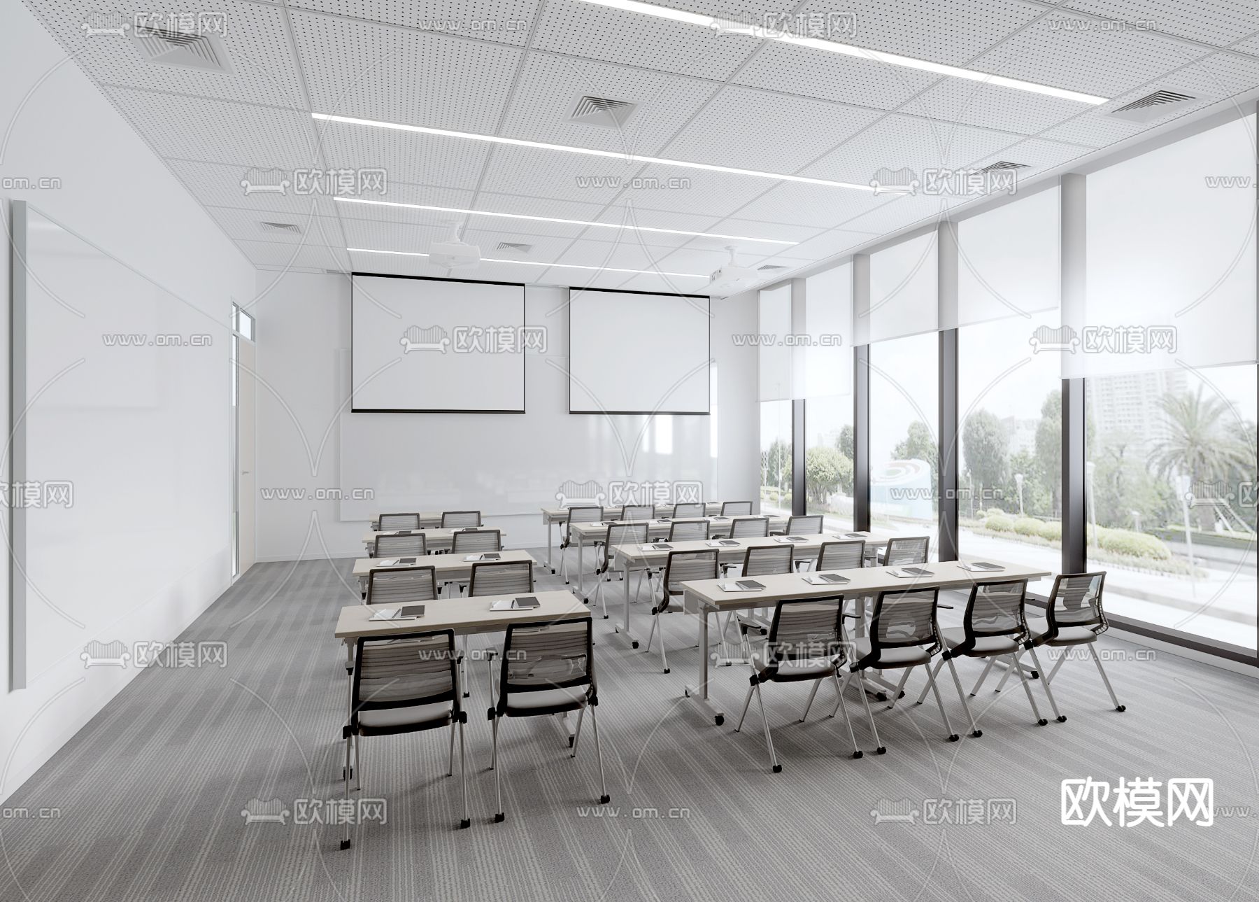 培训室 智慧教室su模型下载（渲染图2）