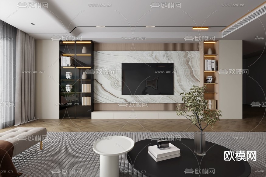 现代客厅3d模型下载(渲染图2)