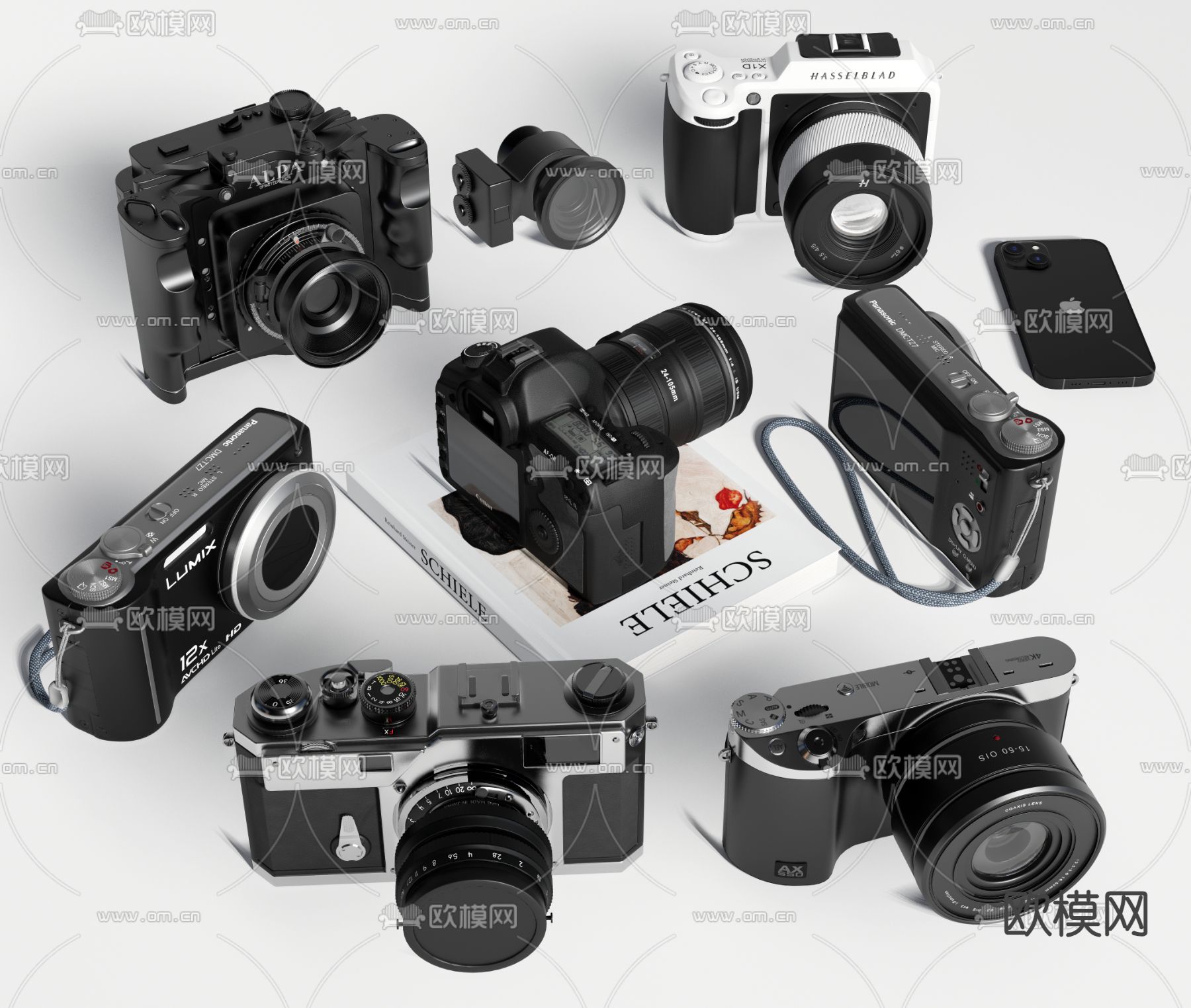 单反相机 数码照相机 摄像机镜头su模型下载（渲染图2）