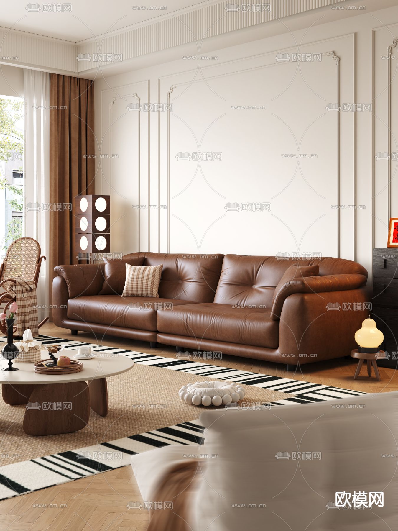 双人沙发 皮革沙发3d模型下载