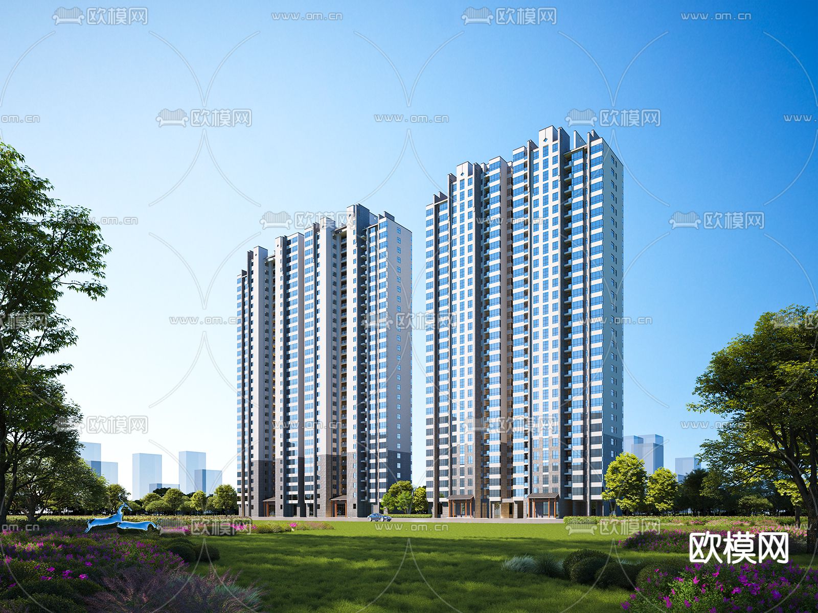 高层住宅楼 住宅外观3d模型下载