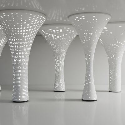  现代透光柱 发光圆柱su模型 