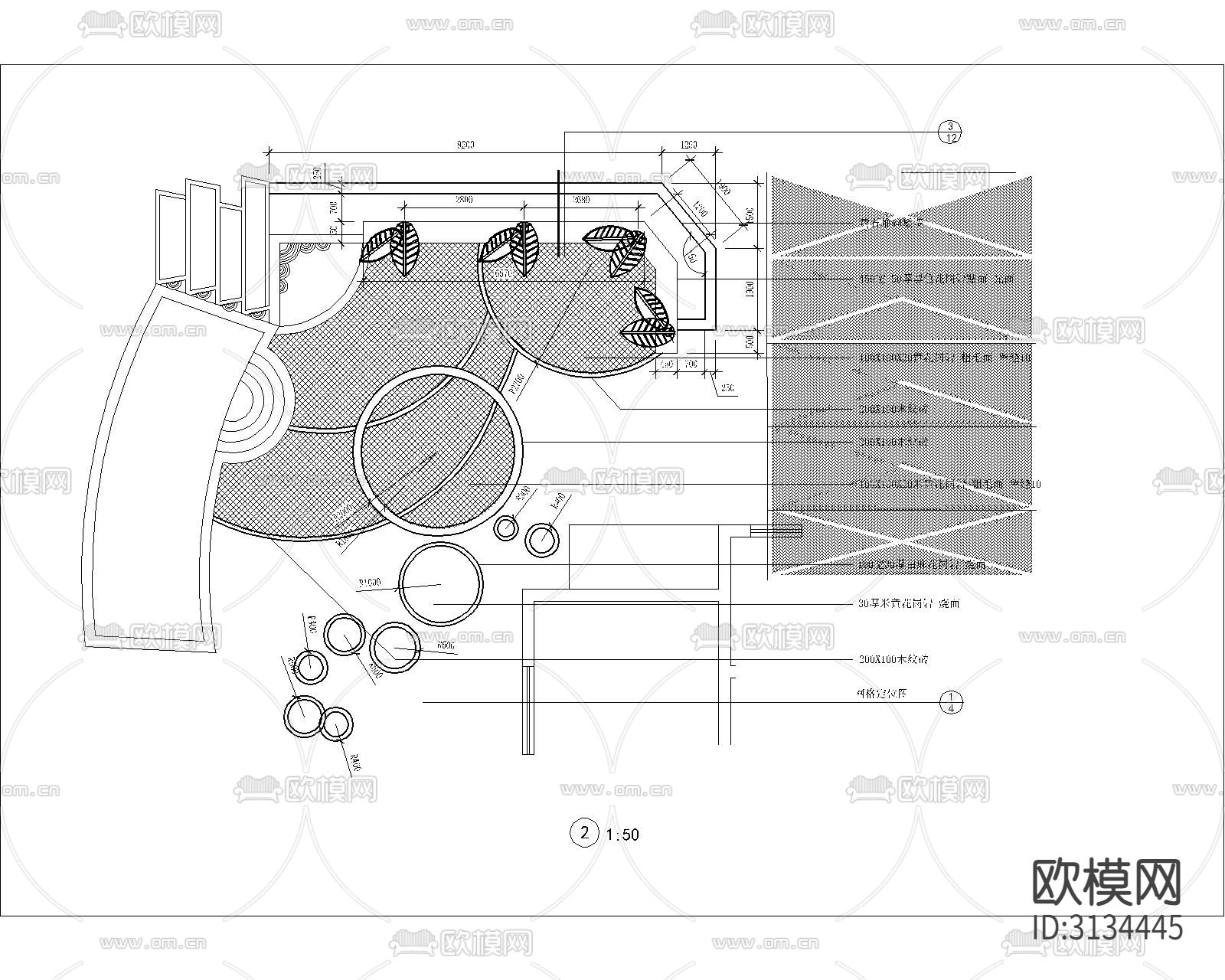 别墅庭院设计cad大样图下载（渲染图3）
