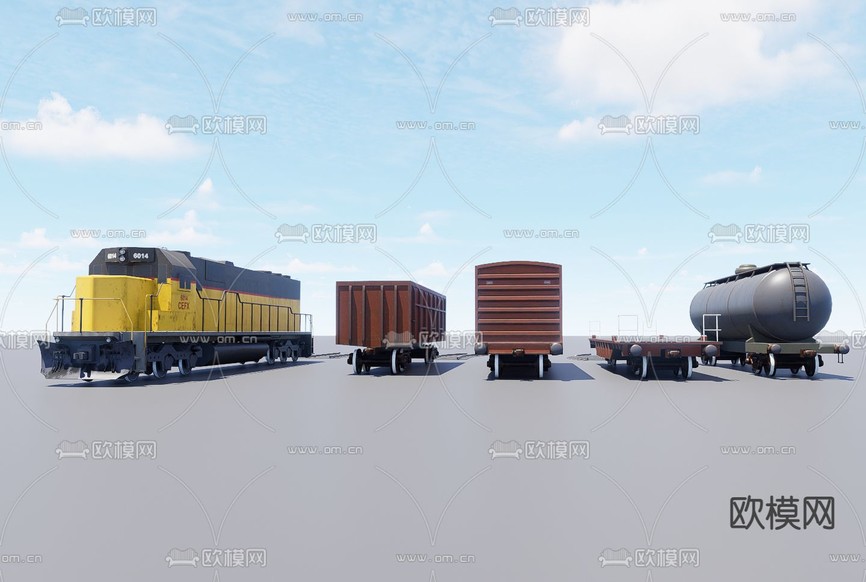 火车 货车 卡车3d模型下载(渲染图3)