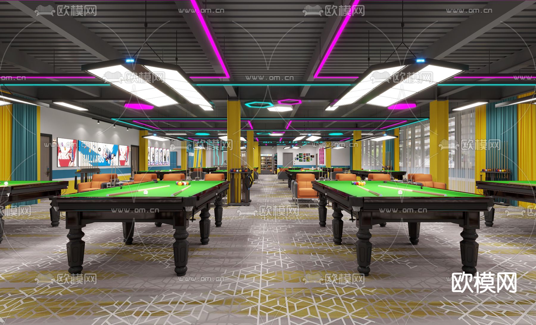 台球厅 台球馆3d模型下载（渲染图1）