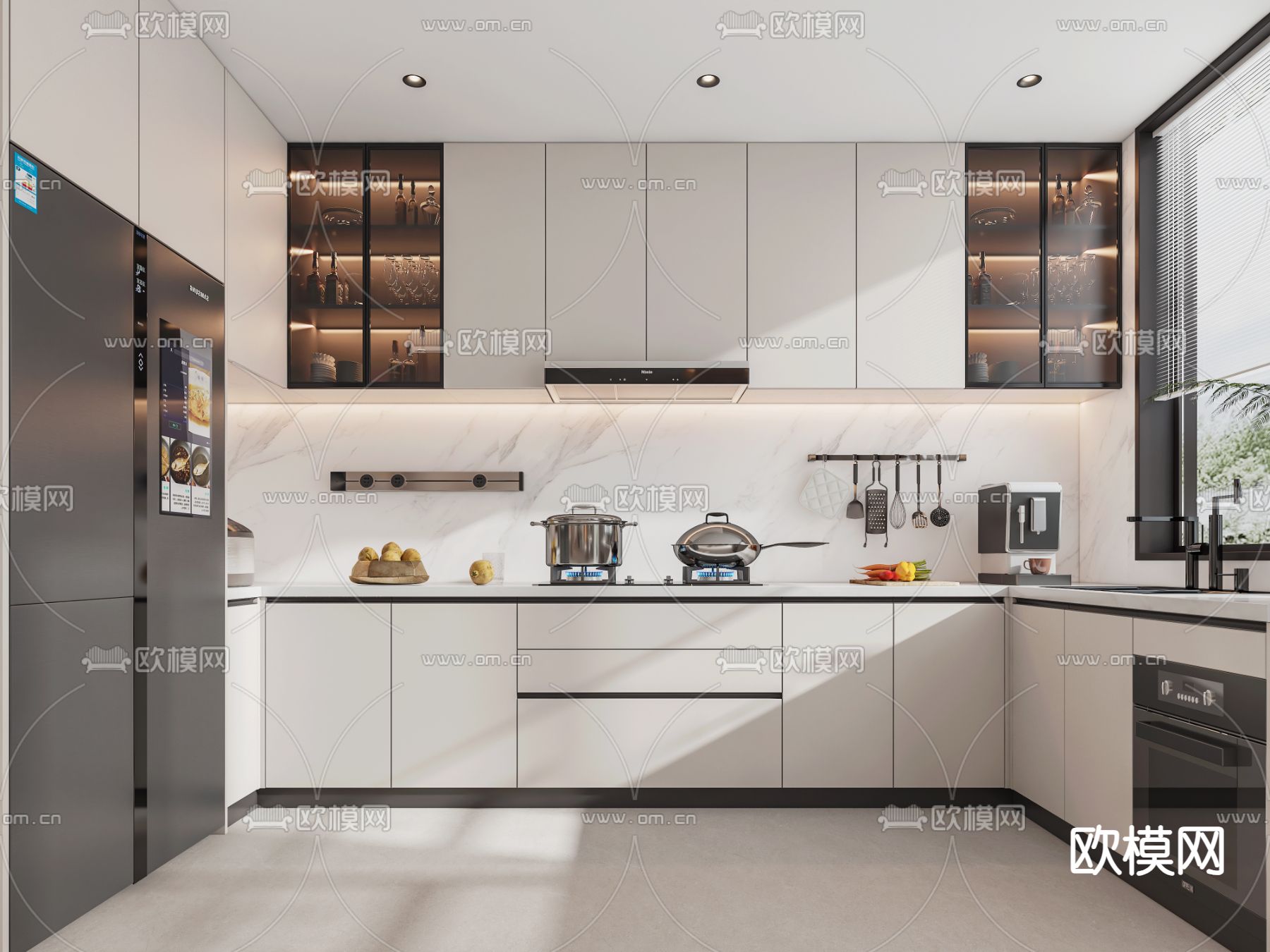 现代厨房 橱柜3d模型下载