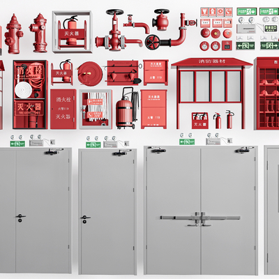  消防栓 消防器材 灭火器su模型 