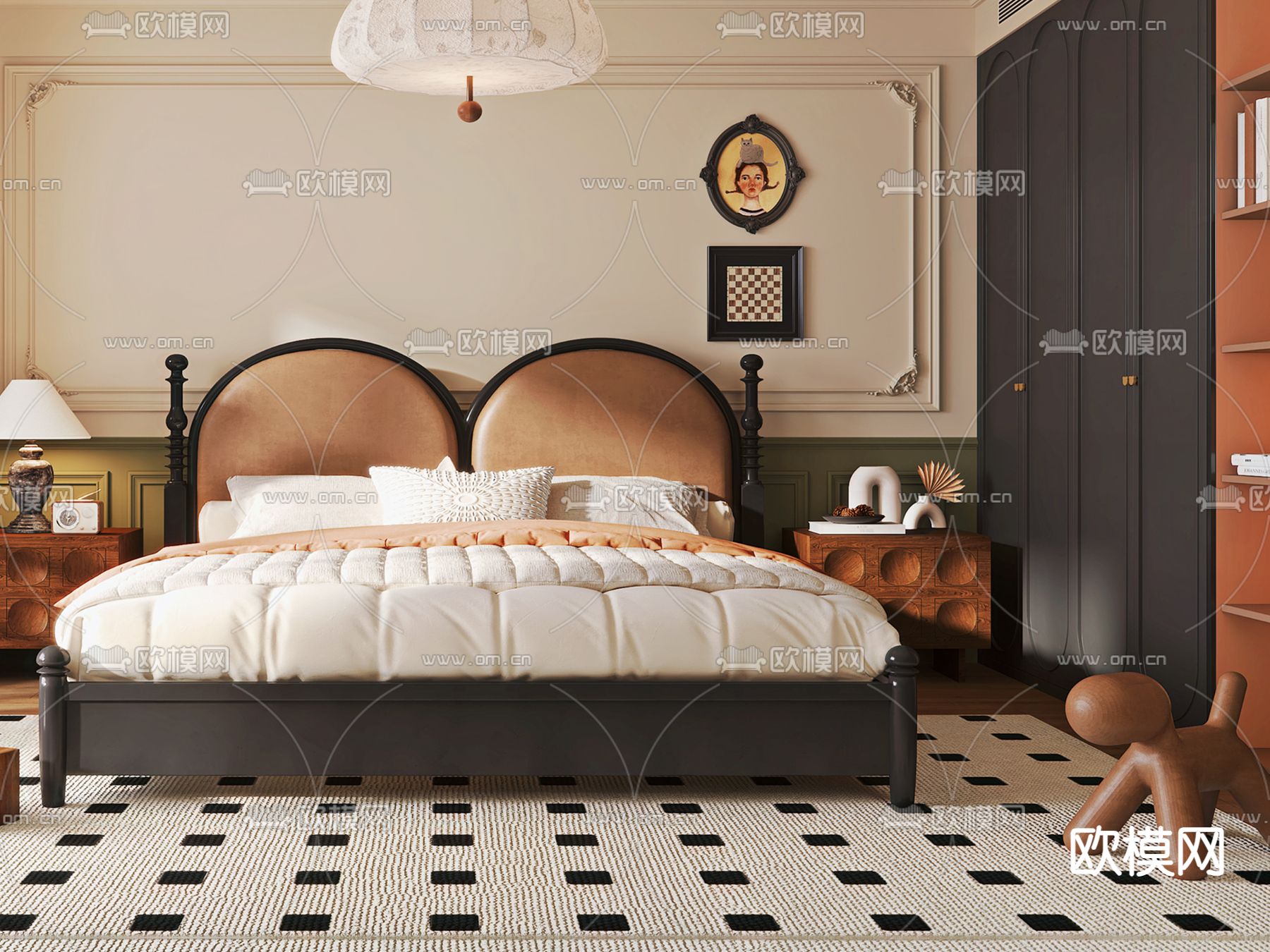 法式卧室 主人房3d模型下载（渲染图3）