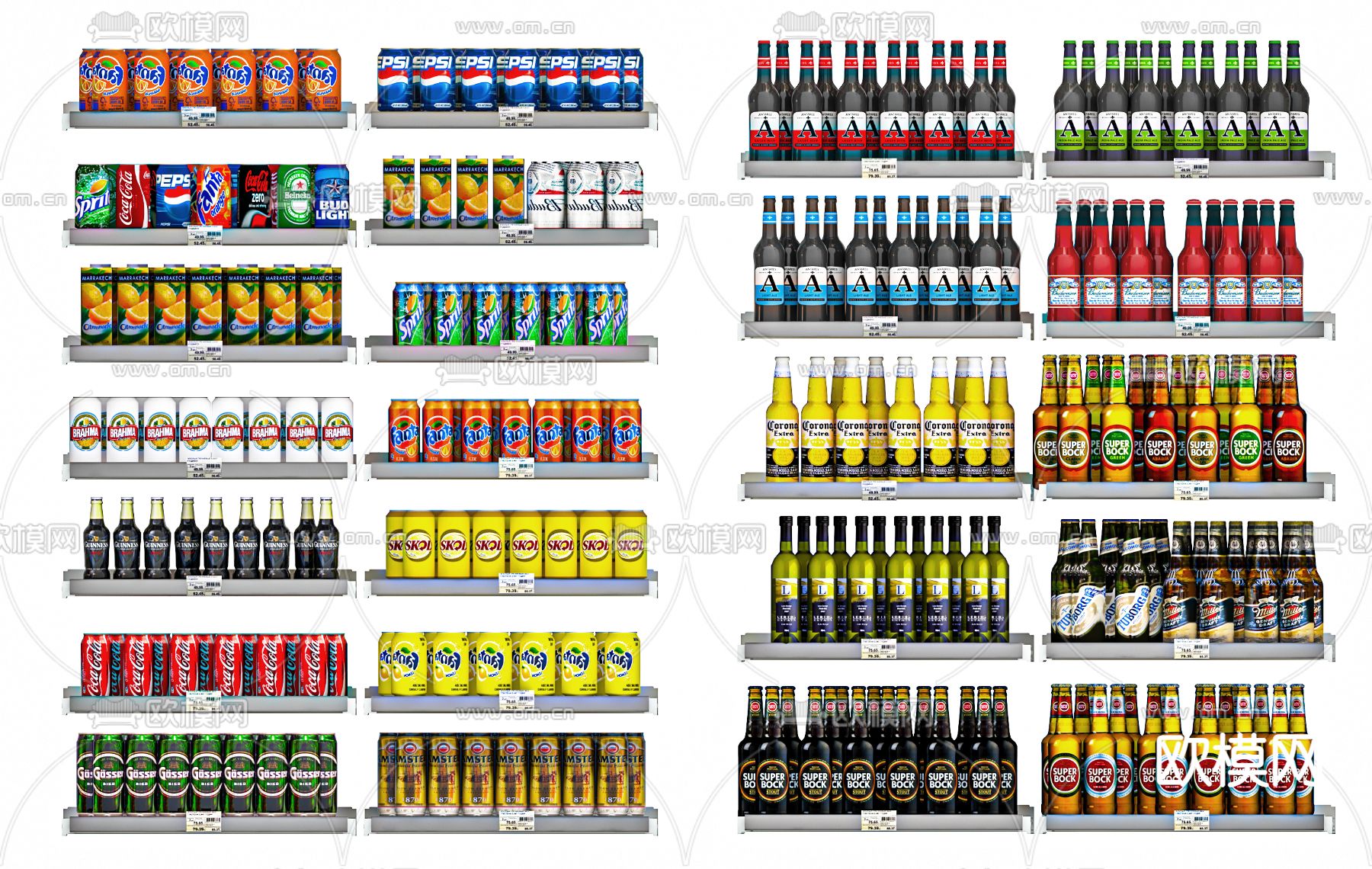 啤酒 饮料 易拉罐 拉罐 可乐 雪碧 鸡尾酒su模型下载（渲染图2）