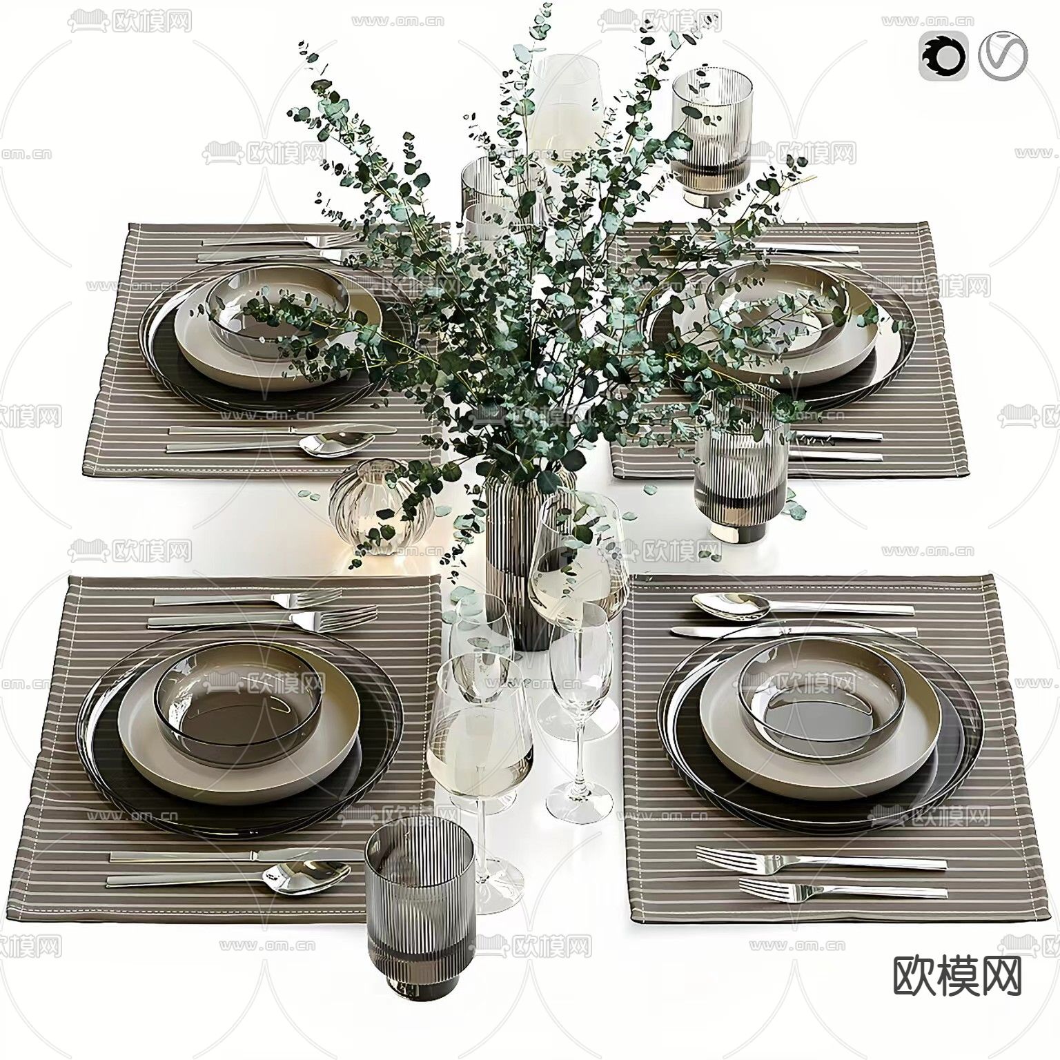 精美餐具3d模型下载（渲染图1）