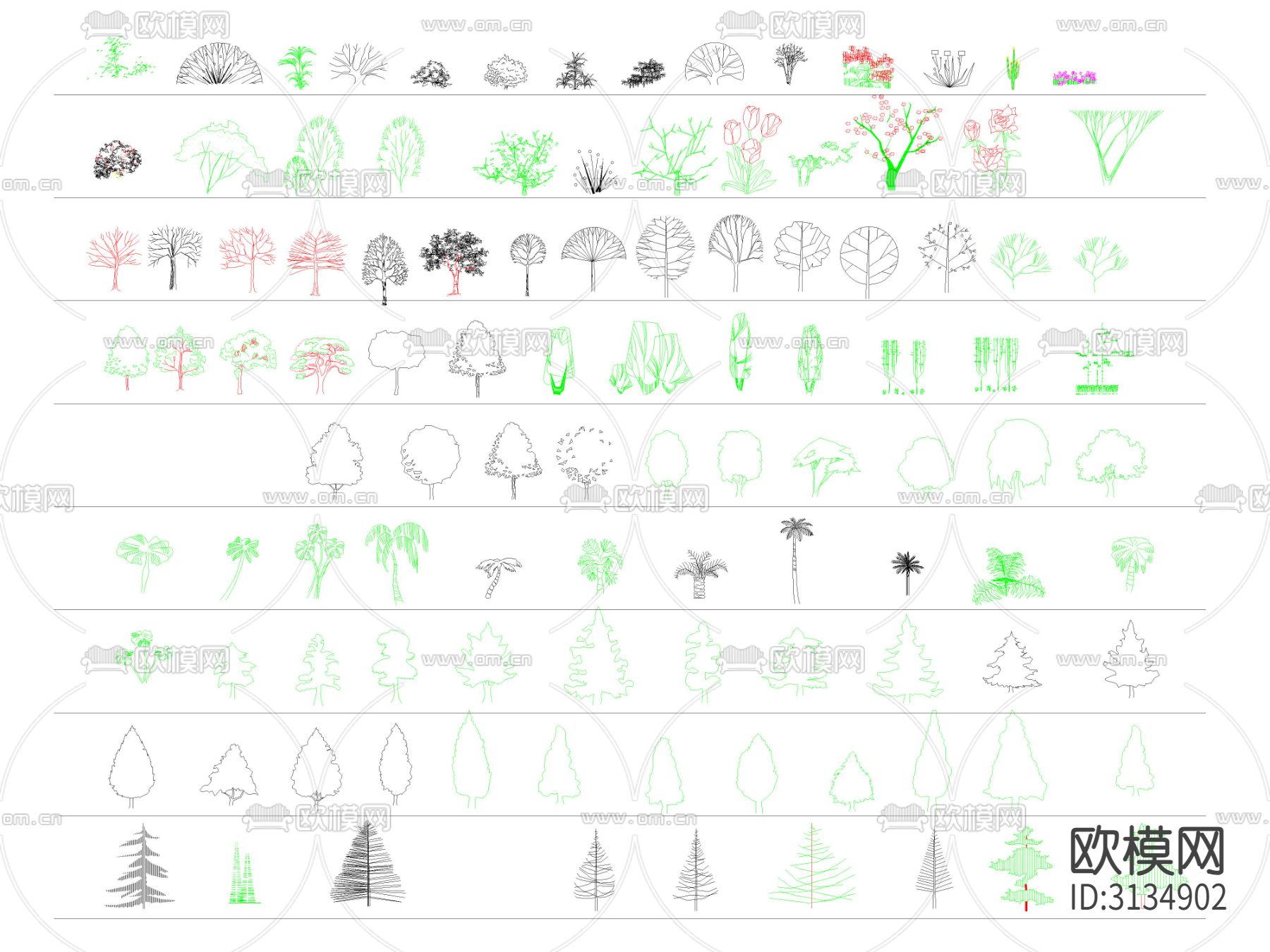 植物 绿植 树木cad图库下载