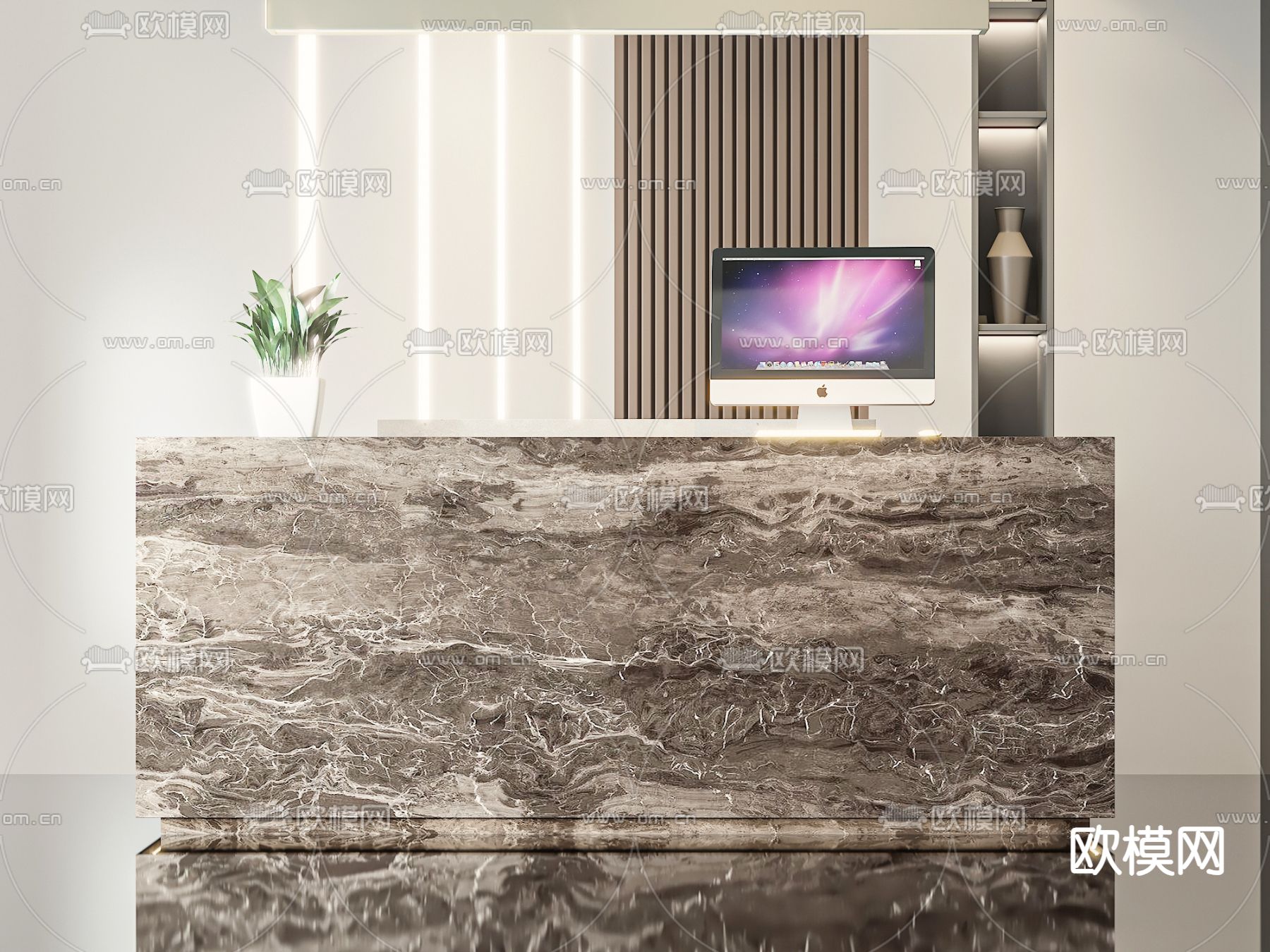 现代前台 服务台 接待台3d模型下载