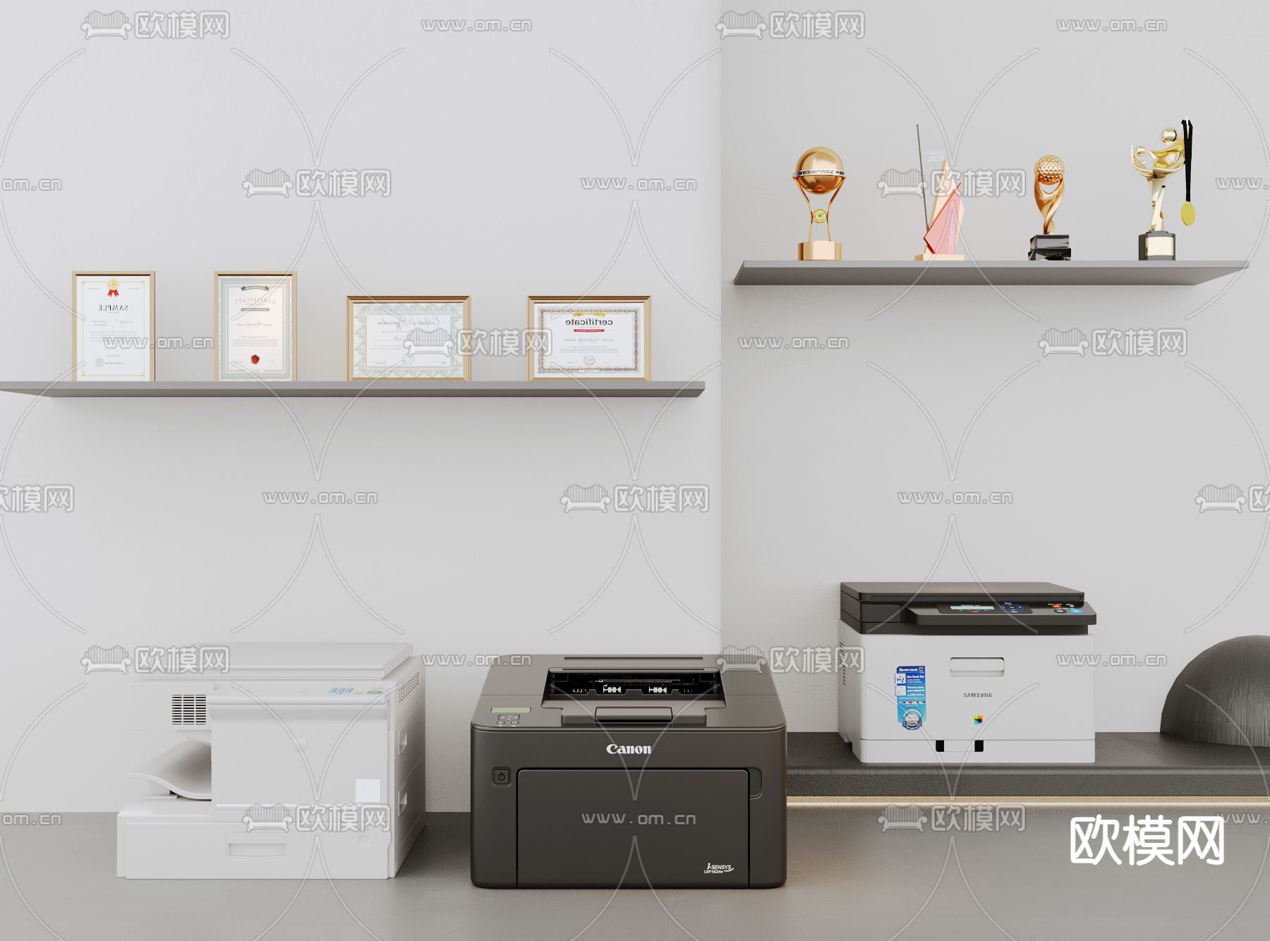 现代打印机su模型下载（渲染图2）