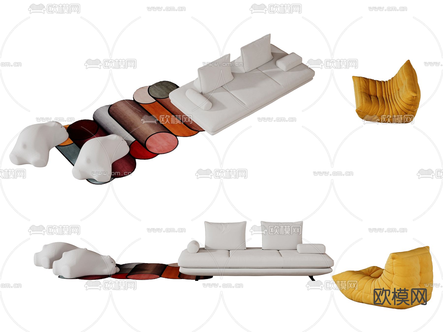休闲沙发组合3d模型下载