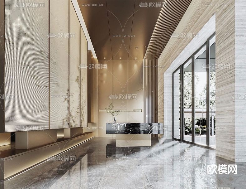 现代售楼处 前厅su模型下载（渲染图2）