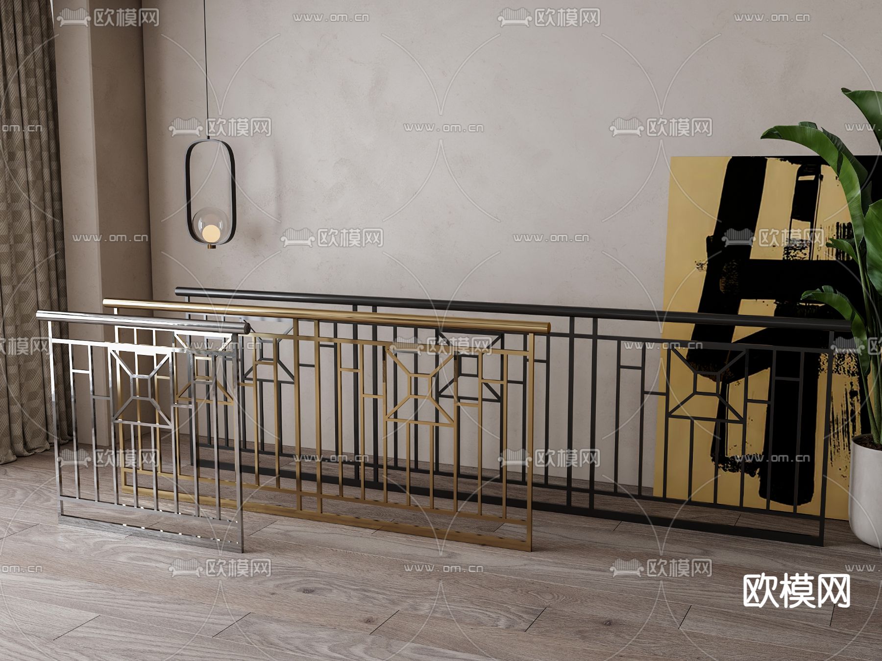 金属围栏 栏杆3d模型下载