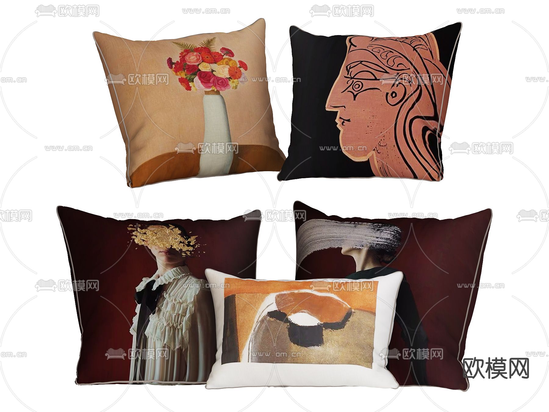 中古风枕头 抱枕 靠枕3d模型下载